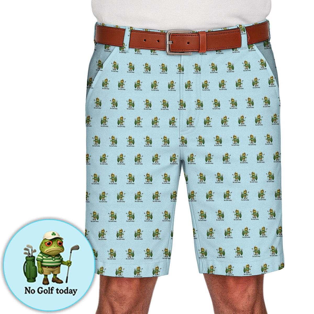 No Golf Today Pattern Golf Short, Funny Frog Golf Shorts For Men, Golf Gift For Golfer