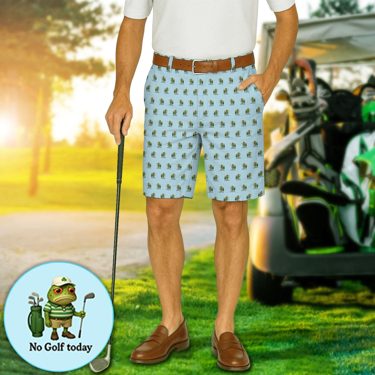 No Golf Today Pattern Golf Short, Funny Frog Golf Shorts For Men, Golf Gift For Golfer
