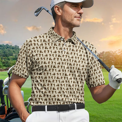 Funny Golf Pattern Shirt, Bigfoot Golf Shirt For Men, Crazy Golf Gift For Golfer