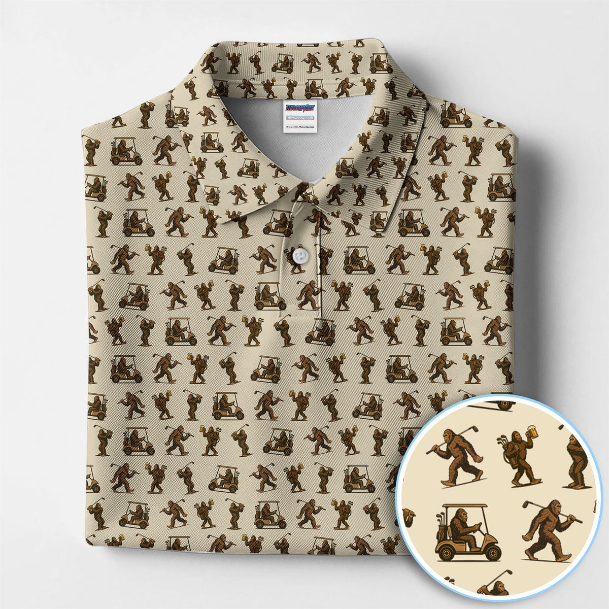 Funny Golf Pattern Shirt, Bigfoot Golf Shirt For Men, Crazy Golf Gift For Golfer