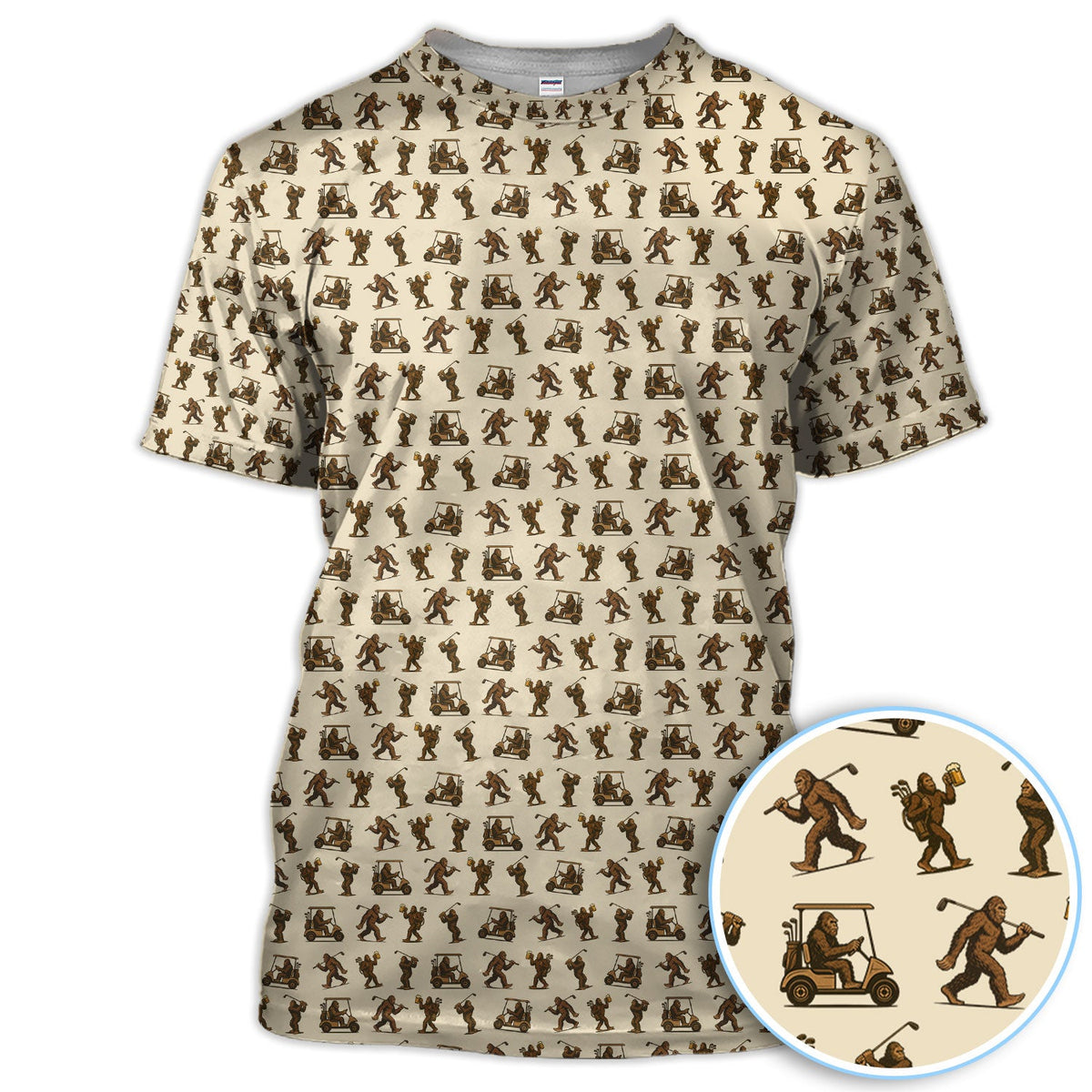 Funny Golf Pattern Shirt, Bigfoot Golf Shirt For Men, Crazy Golf Gift For Golfer