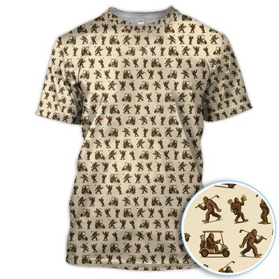 Funny Golf Pattern Shirt, Bigfoot Golf Shirt For Men, Crazy Golf Gift For Golfer