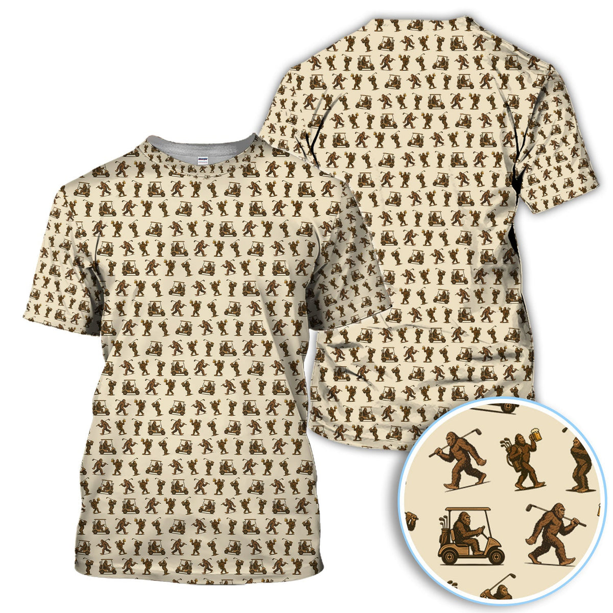 Funny Golf Pattern Shirt, Bigfoot Golf Shirt For Men, Crazy Golf Gift For Golfer