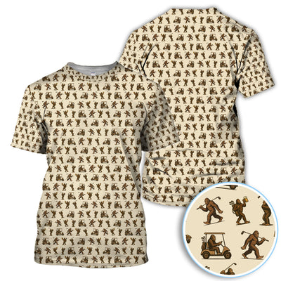 Funny Golf Pattern Shirt, Bigfoot Golf Shirt For Men, Crazy Golf Gift For Golfer