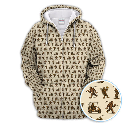 Funny Golf Pattern Shirt, Bigfoot Golf Shirt For Men, Crazy Golf Gift For Golfer