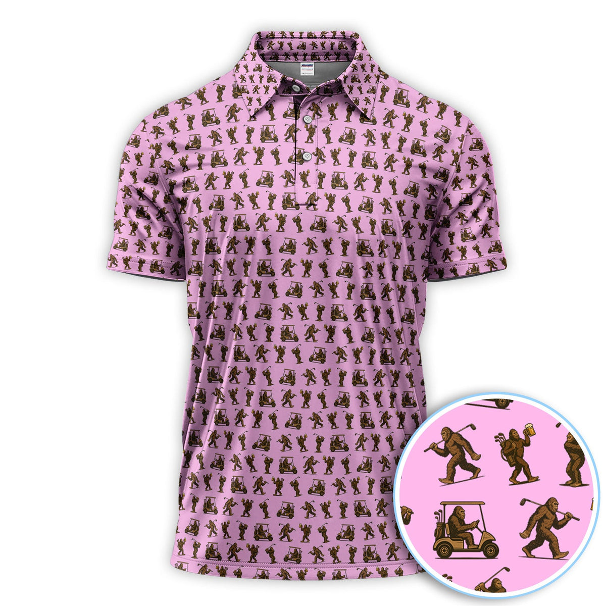 Funny Golf Pattern Shirt, Bigfoot Golf Shirt For Men, Crazy Golf Gift For Golfer