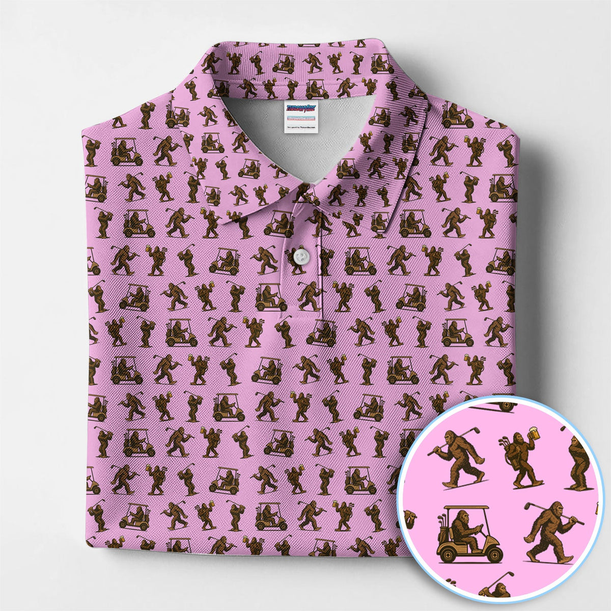 Funny Golf Pattern Shirt, Bigfoot Golf Shirt For Men, Crazy Golf Gift For Golfer