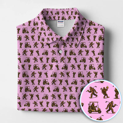 Funny Golf Pattern Shirt, Bigfoot Golf Shirt For Men, Crazy Golf Gift For Golfer
