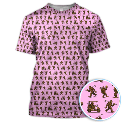 Funny Golf Pattern Shirt, Bigfoot Golf Shirt For Men, Crazy Golf Gift For Golfer