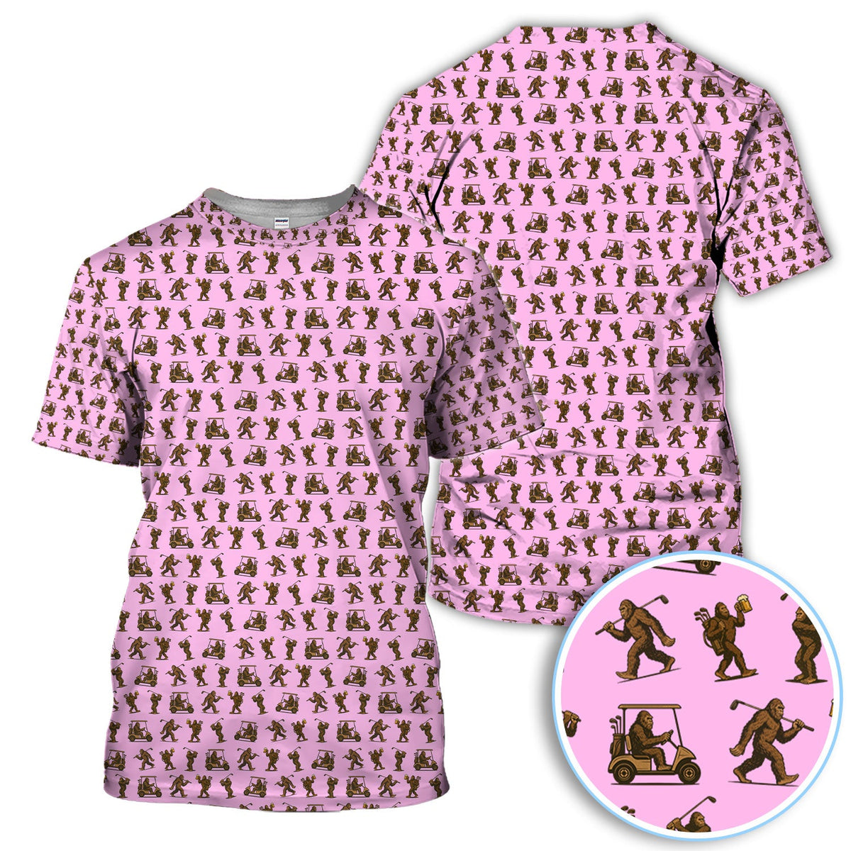 Funny Golf Pattern Shirt, Bigfoot Golf Shirt For Men, Crazy Golf Gift For Golfer