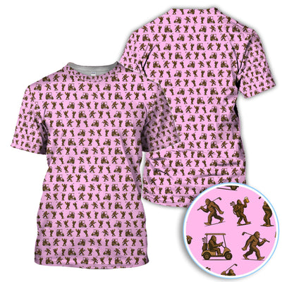 Funny Golf Pattern Shirt, Bigfoot Golf Shirt For Men, Crazy Golf Gift For Golfer