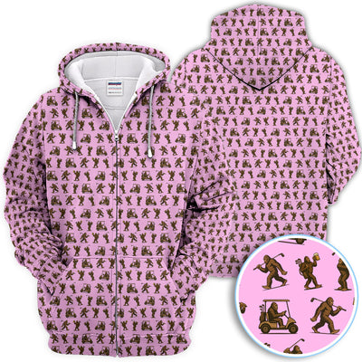 Funny Golf Pattern Shirt, Bigfoot Golf Shirt For Men, Crazy Golf Gift For Golfer