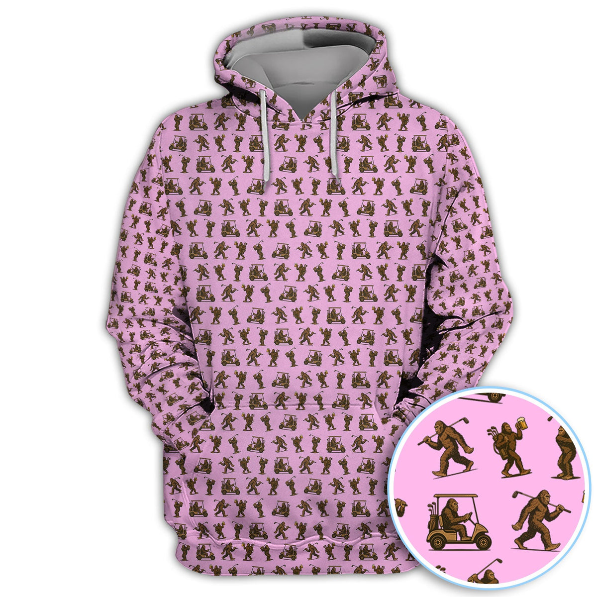 Funny Golf Pattern Shirt, Bigfoot Golf Shirt For Men, Crazy Golf Gift For Golfer