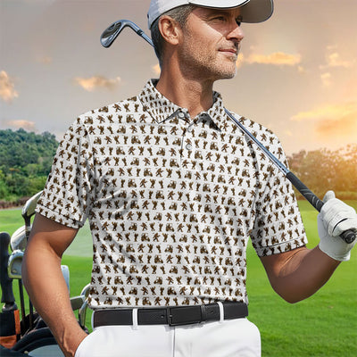 Funny Golf Pattern Shirt, Bigfoot Golf Shirt For Men, Crazy Golf Gift For Golfer