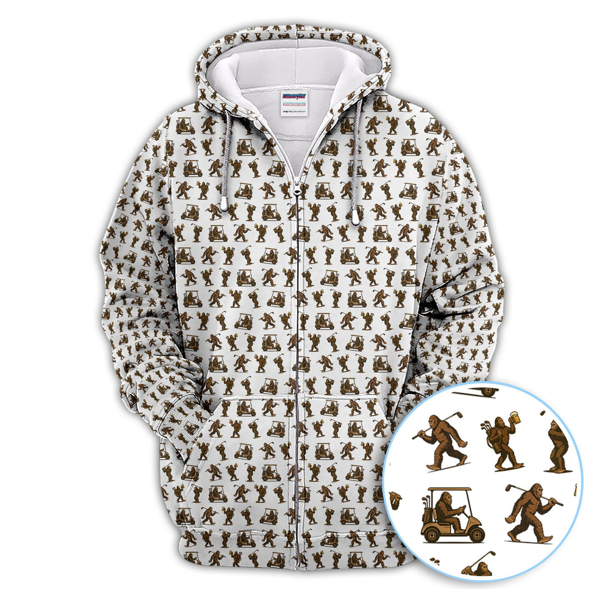 Funny Golf Pattern Shirt, Bigfoot Golf Shirt For Men, Crazy Golf Gift For Golfer