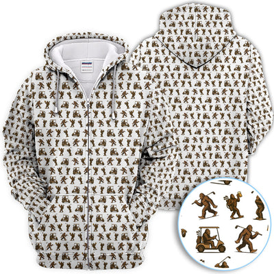 Funny Golf Pattern Shirt, Bigfoot Golf Shirt For Men, Crazy Golf Gift For Golfer
