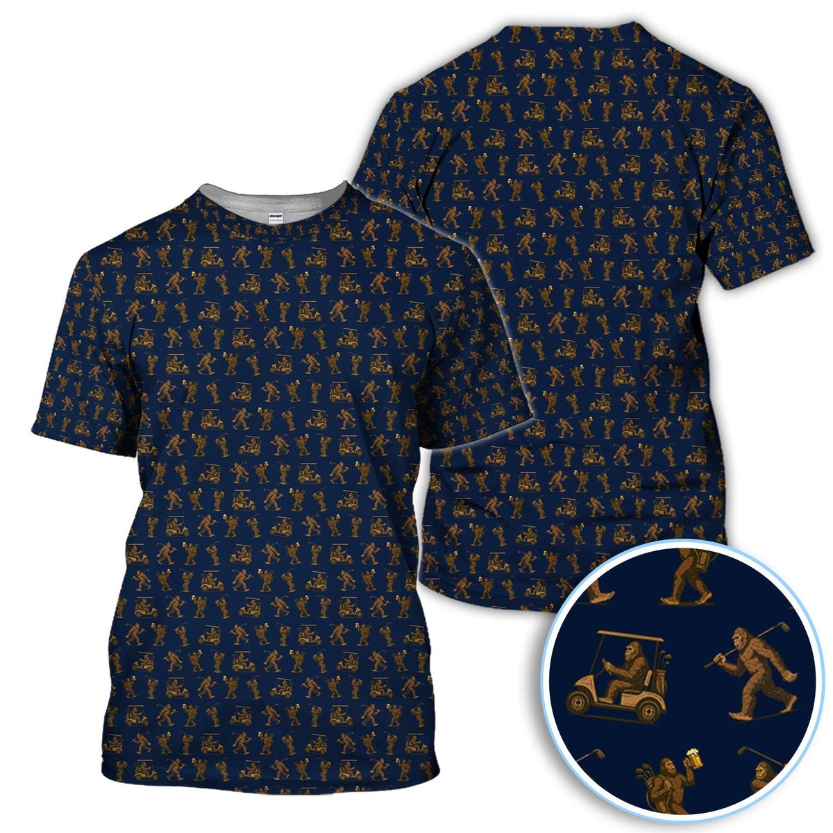 Funny Golf Pattern Shirt, Bigfoot Golf Shirt For Men, Crazy Golf Gift For Golfer