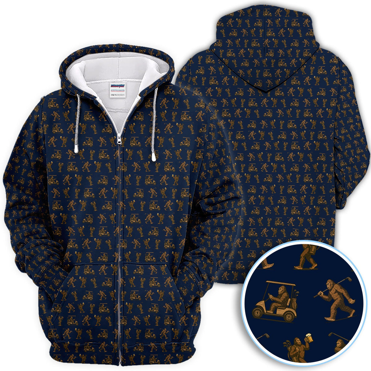 Funny Golf Pattern Shirt, Bigfoot Golf Shirt For Men, Crazy Golf Gift For Golfer