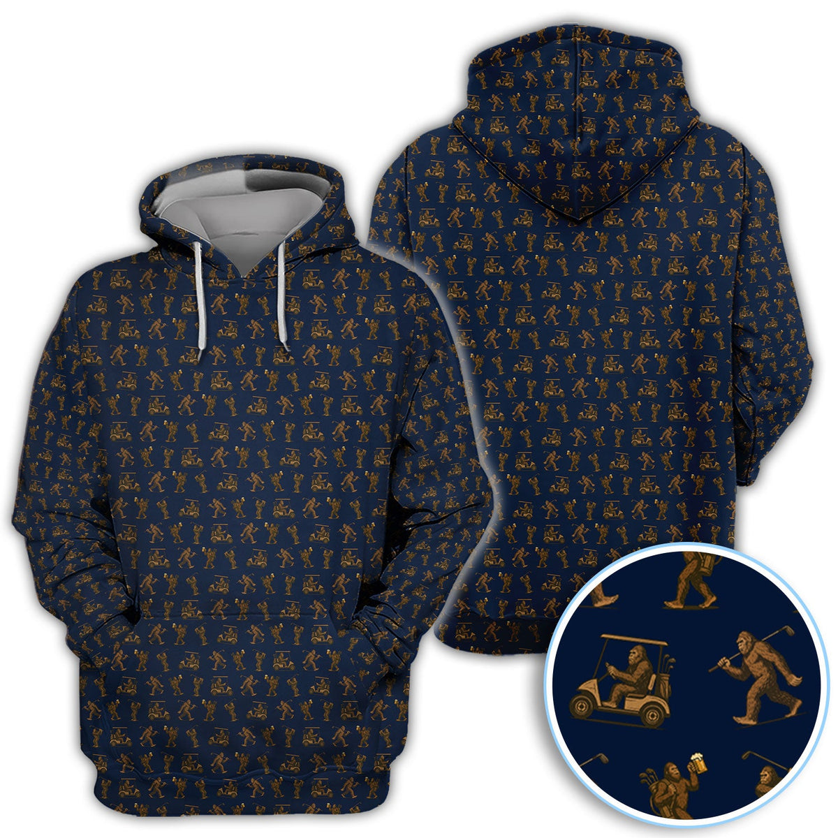 Funny Golf Pattern Shirt, Bigfoot Golf Shirt For Men, Crazy Golf Gift For Golfer