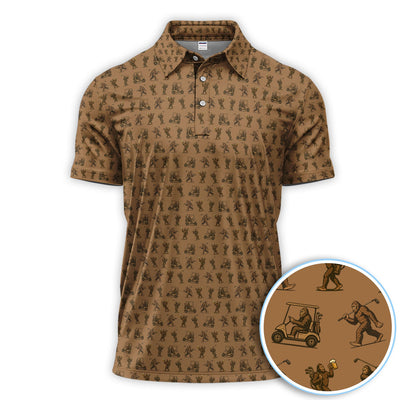 Funny Golf Pattern Shirt, Bigfoot Golf Shirt For Men, Crazy Golf Gift For Golfer