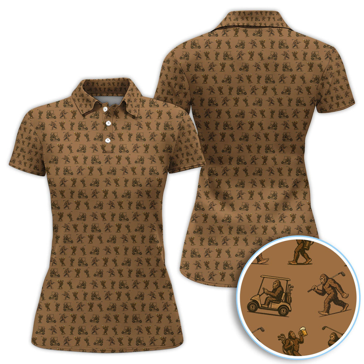 Funny Golf Pattern Shirt, Bigfoot Golf Shirt For Men, Crazy Golf Gift For Golfer