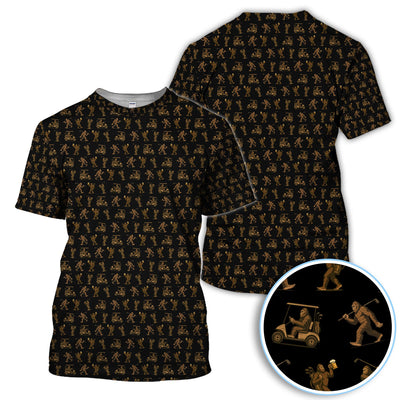 Funny Golf Pattern Shirt, Bigfoot Golf Shirt For Men, Crazy Golf Gift For Golfer