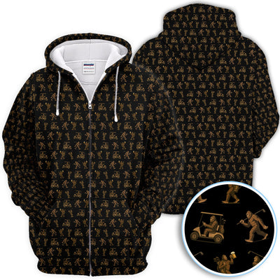 Funny Golf Pattern Shirt, Bigfoot Golf Shirt For Men, Crazy Golf Gift For Golfer