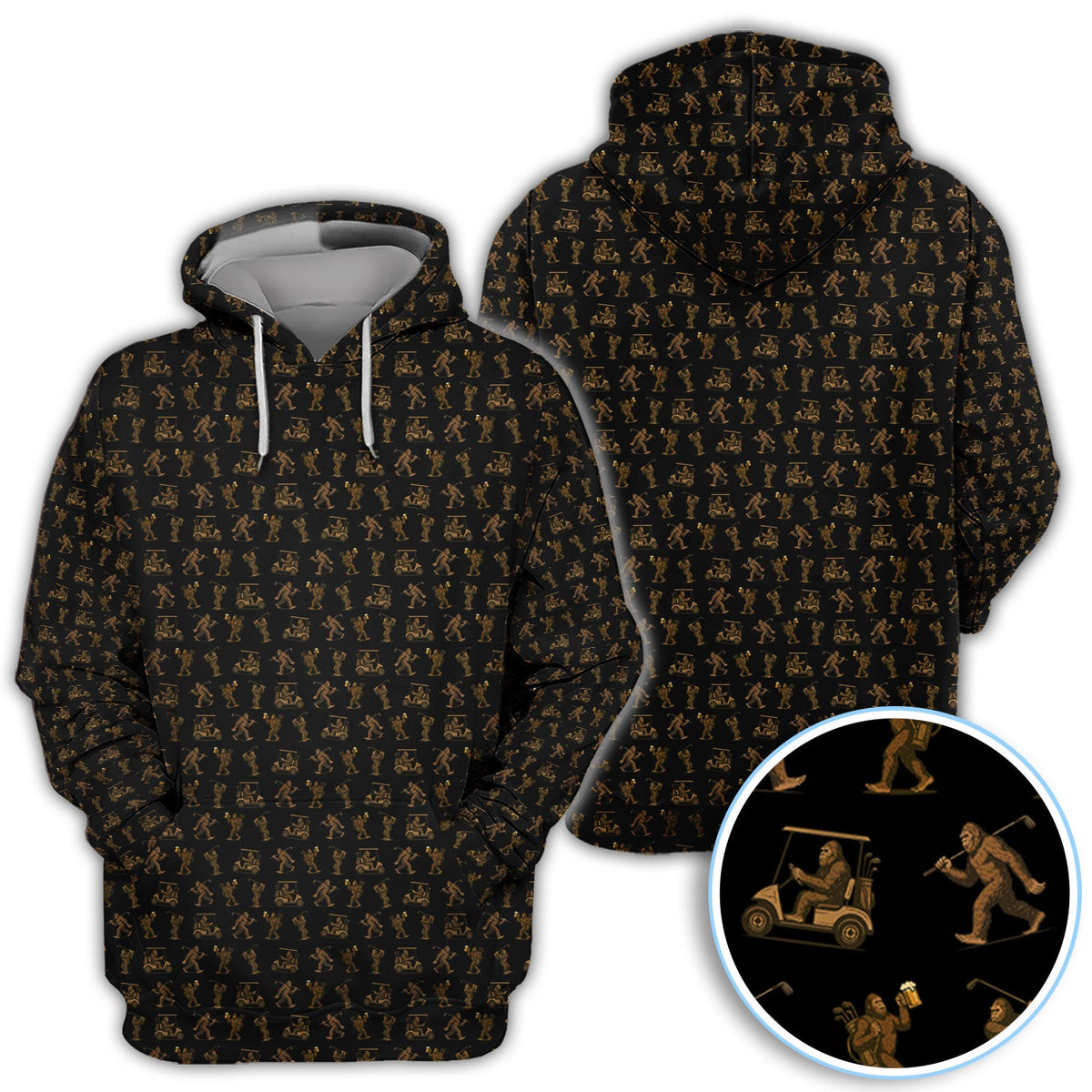 Funny Golf Pattern Shirt, Bigfoot Golf Shirt For Men, Crazy Golf Gift For Golfer
