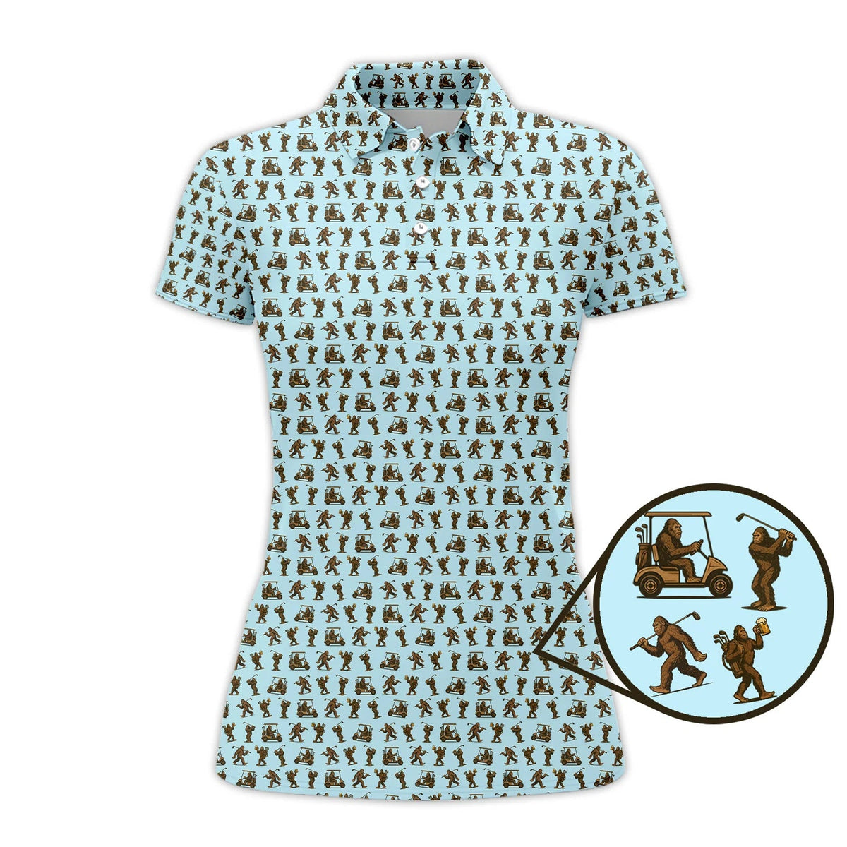 Funny Golf Pattern Shirt, Bigfoot Golf Shirt For Men, Crazy Golf Gift For Golfer