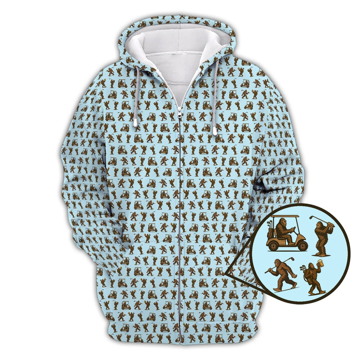 Funny Golf Pattern Shirt, Bigfoot Golf Shirt For Men, Crazy Golf Gift For Golfer
