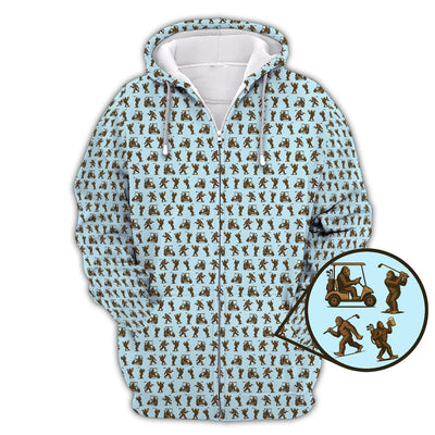 Funny Golf Pattern Shirt, Bigfoot Golf Shirt For Men, Crazy Golf Gift For Golfer