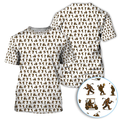 Funny Golf Pattern Shirt, Bigfoot Golf Shirt For Men, Crazy Golf Gift For Golfer