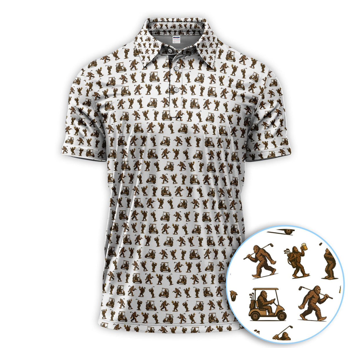 Funny Golf Pattern Shirt, Bigfoot Golf Shirt For Men, Crazy Golf Gift For Golfer