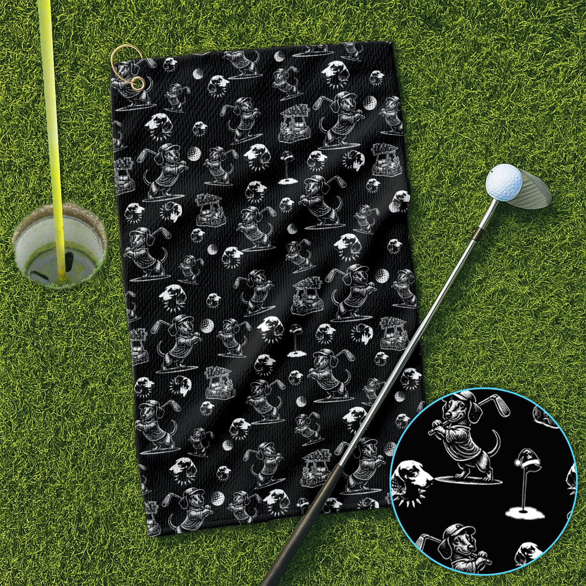 Dachshund Pattern Golf Towel For Men, Funny Golf Towels, Golf Gift For Golfer