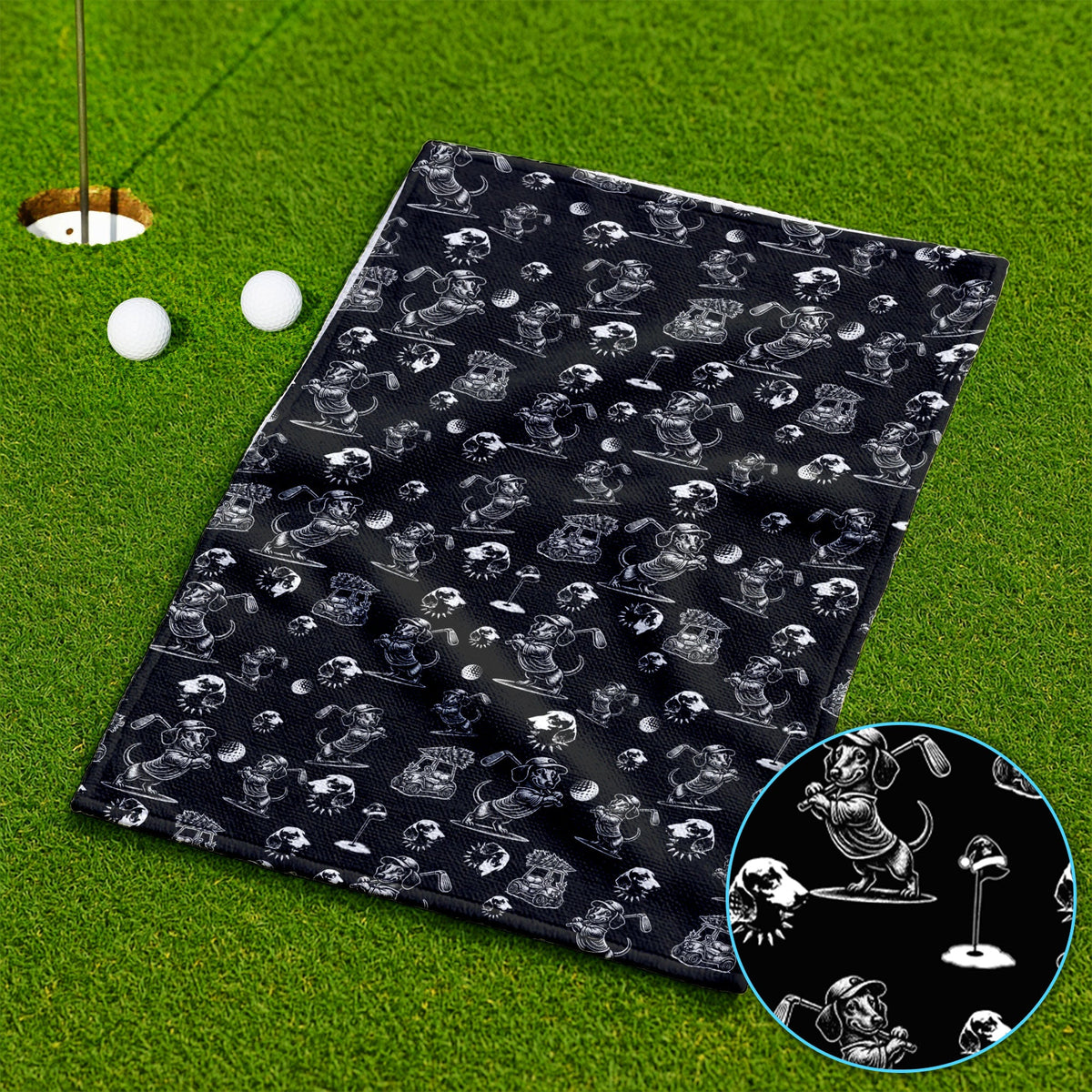 Dachshund Pattern Golf Towel For Men, Funny Golf Towels, Golf Gift For Golfer