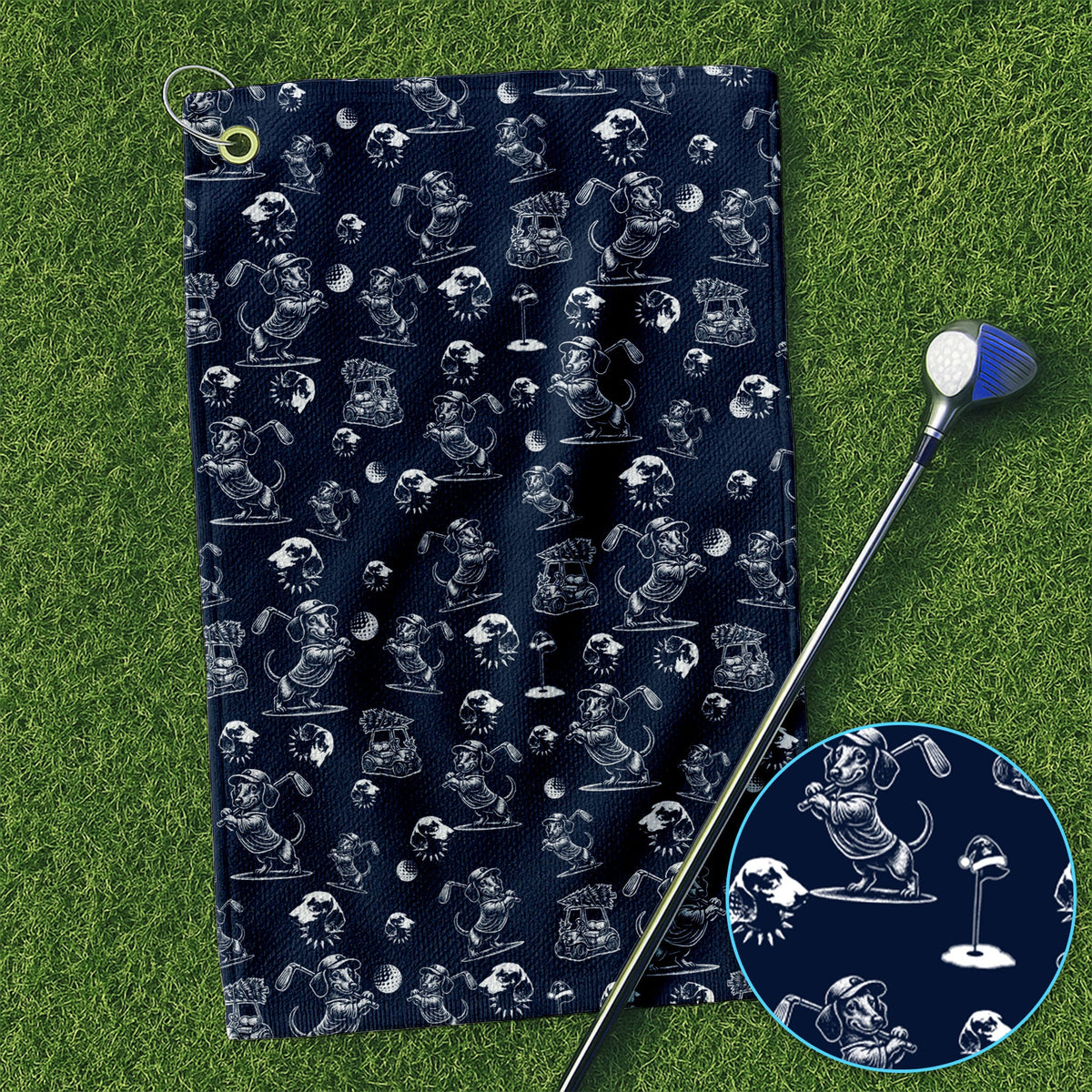 Dachshund Pattern Golf Towel For Men, Funny Golf Towels, Golf Gift For Golfer
