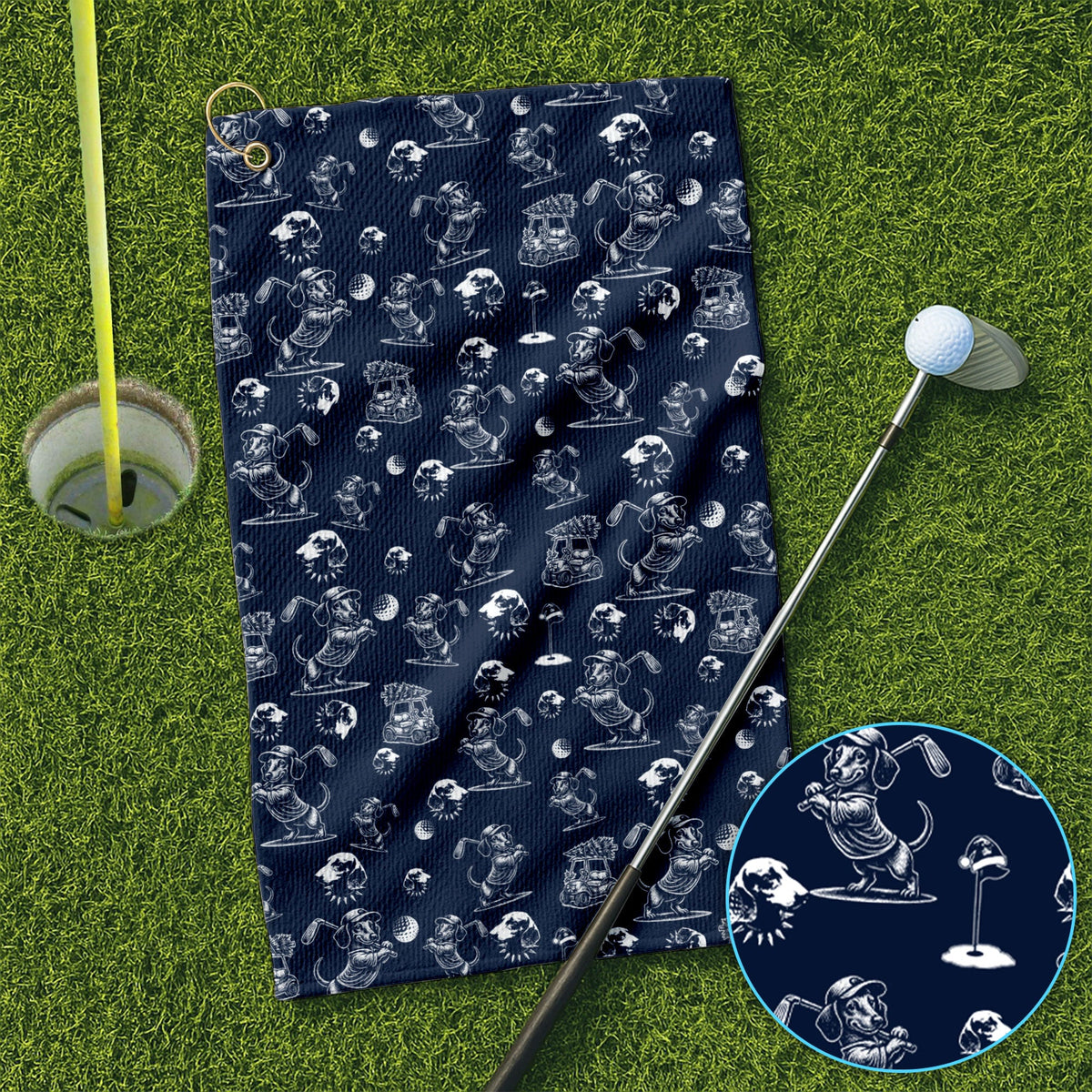 Dachshund Pattern Golf Towel For Men, Funny Golf Towels, Golf Gift For Golfer