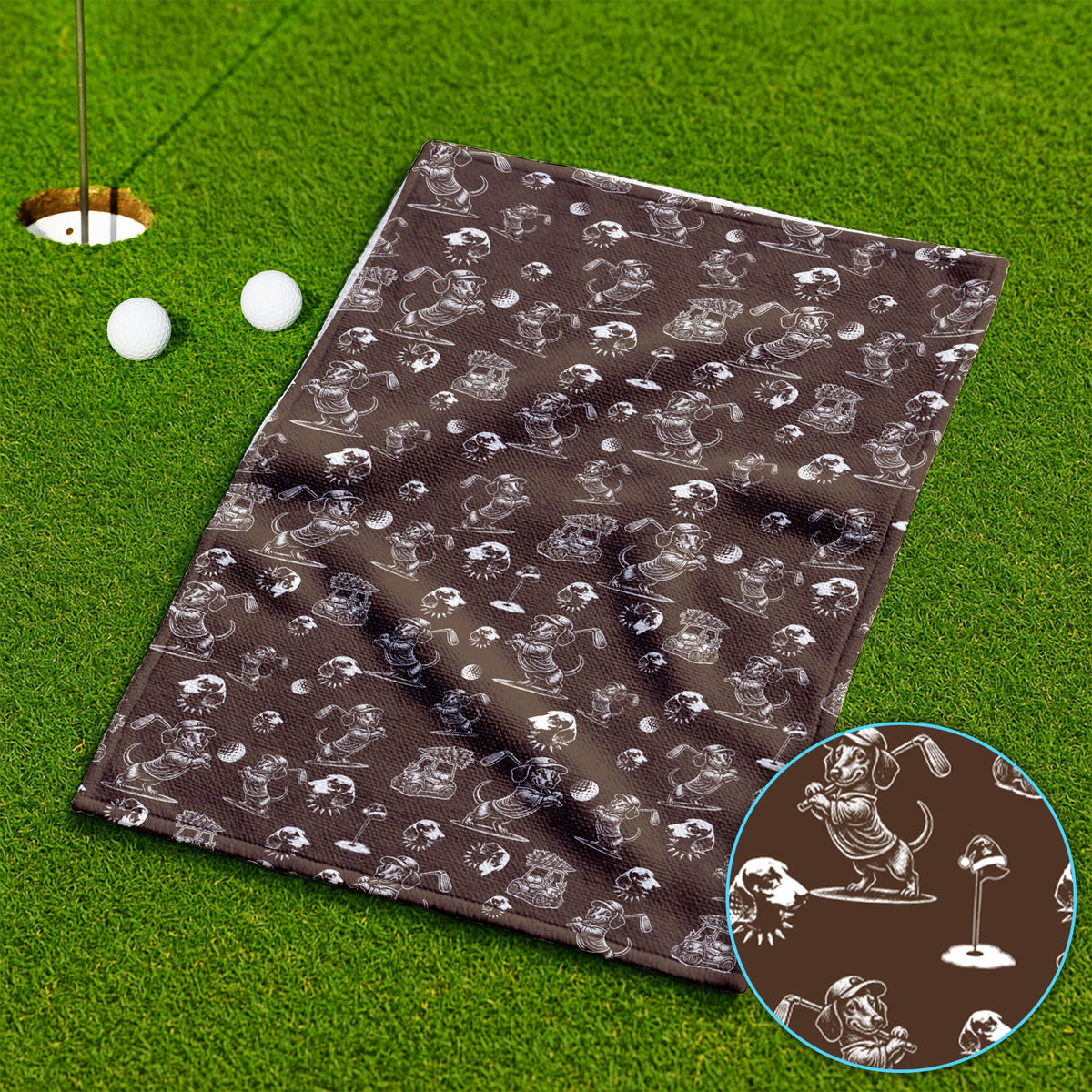 Dachshund Pattern Golf Towel For Men, Funny Golf Towels, Golf Gift For Golfer