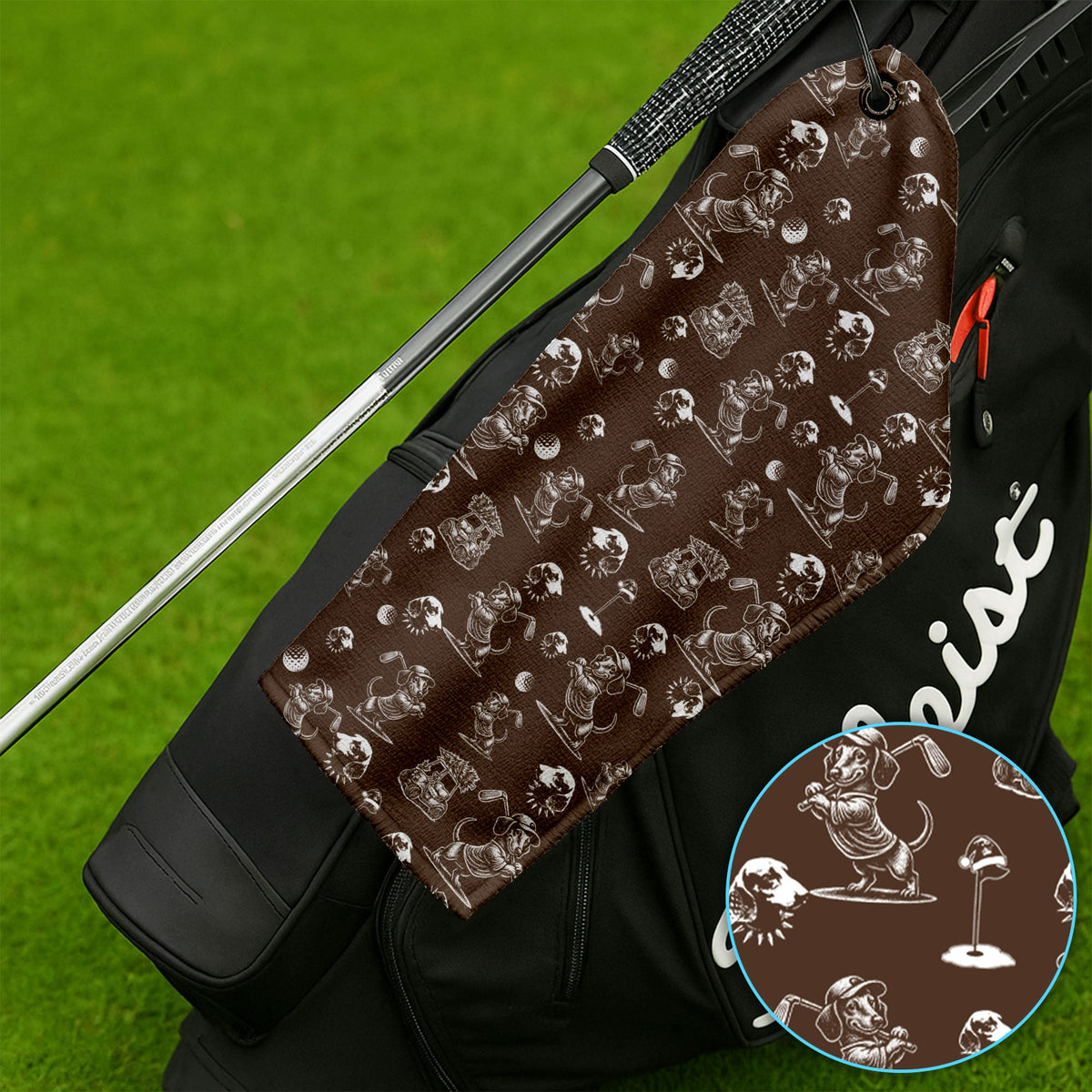 Dachshund Pattern Golf Towel For Men, Funny Golf Towels, Golf Gift For Golfer