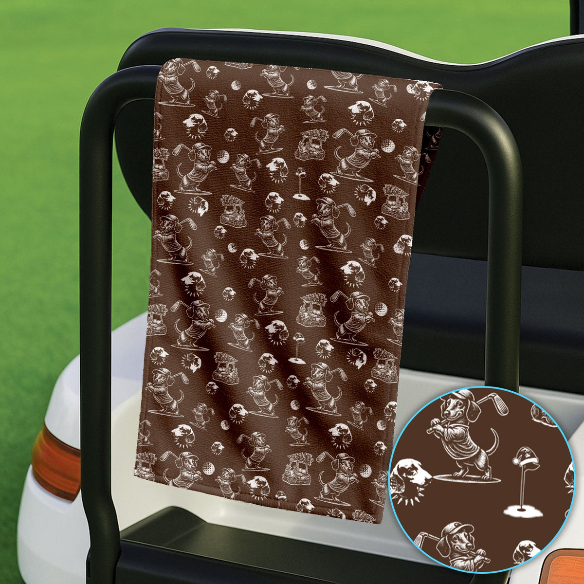 Dachshund Pattern Golf Towel For Men, Funny Golf Towels, Golf Gift For Golfer