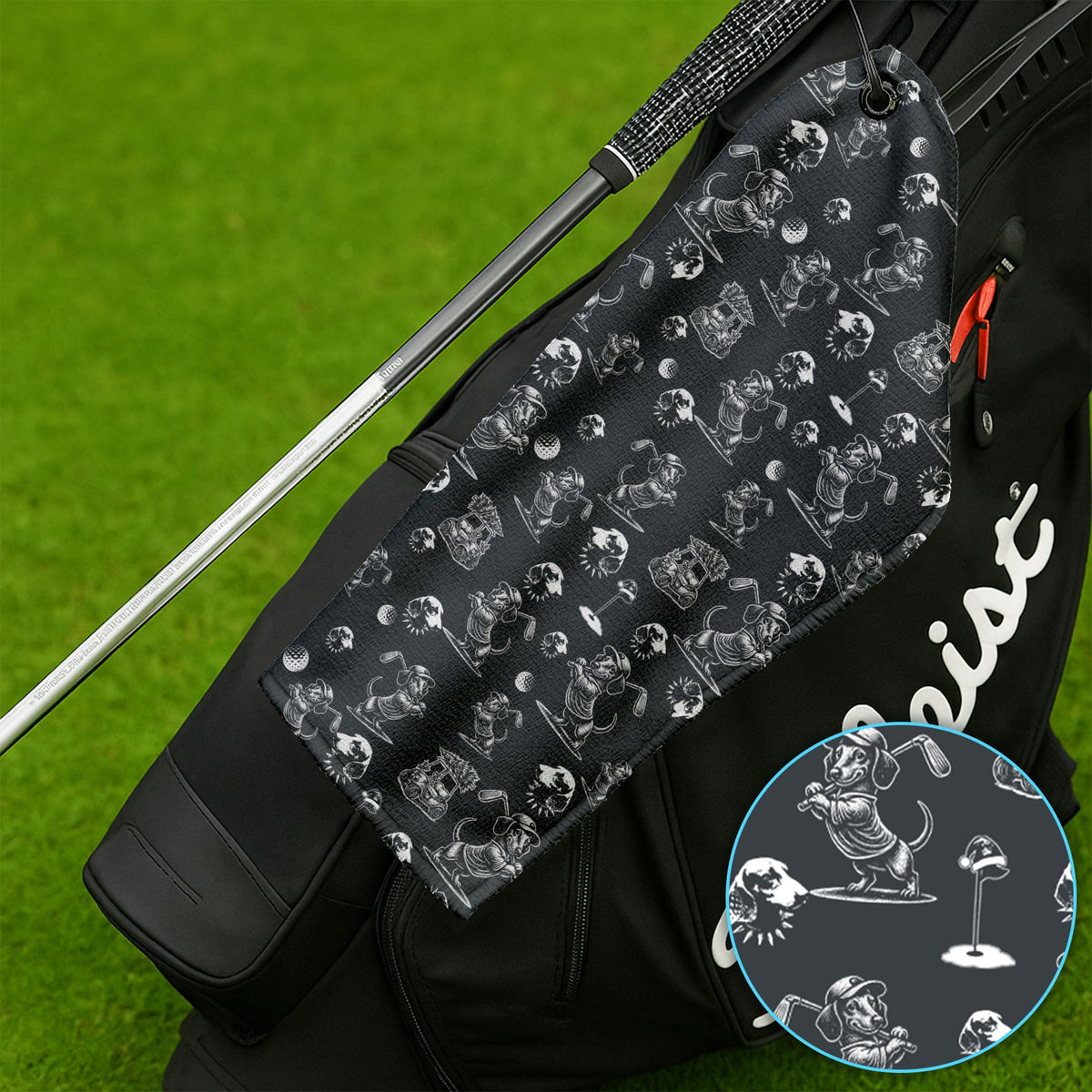 Dachshund Pattern Golf Towel For Men, Funny Golf Towels, Golf Gift For Golfer