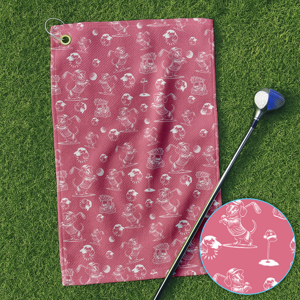 Dachshund Pattern Golf Towel For Men, Funny Golf Towels, Golf Gift For Golfer