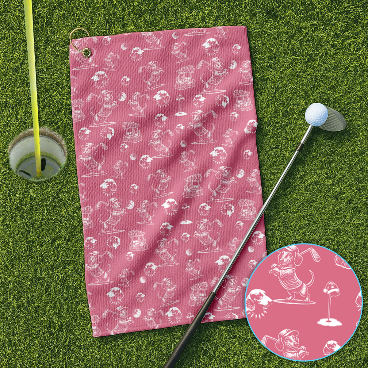 Dachshund Pattern Golf Towel For Men, Funny Golf Towels, Golf Gift For Golfer