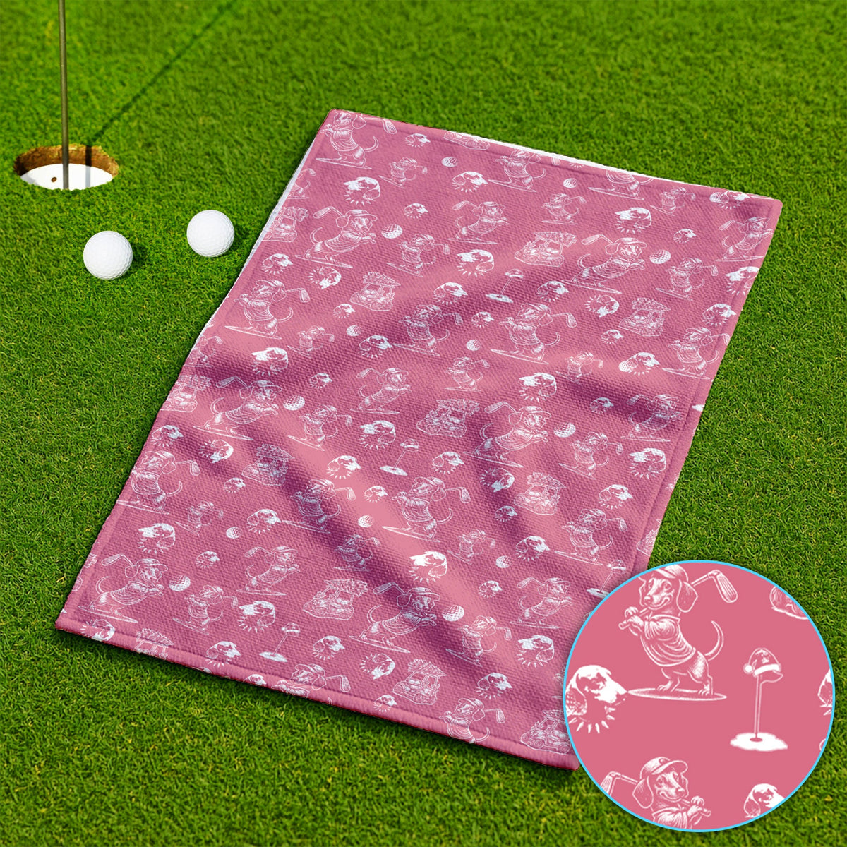 Dachshund Pattern Golf Towel For Men, Funny Golf Towels, Golf Gift For Golfer