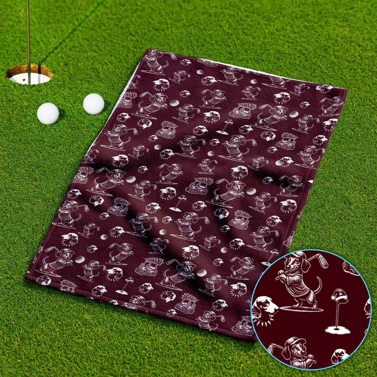 Dachshund Pattern Golf Towel For Men, Funny Golf Towels, Golf Gift For Golfer