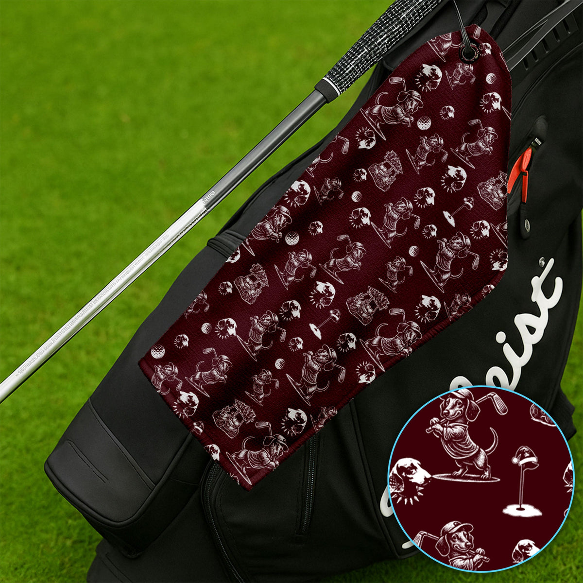 Dachshund Pattern Golf Towel For Men, Funny Golf Towels, Golf Gift For Golfer