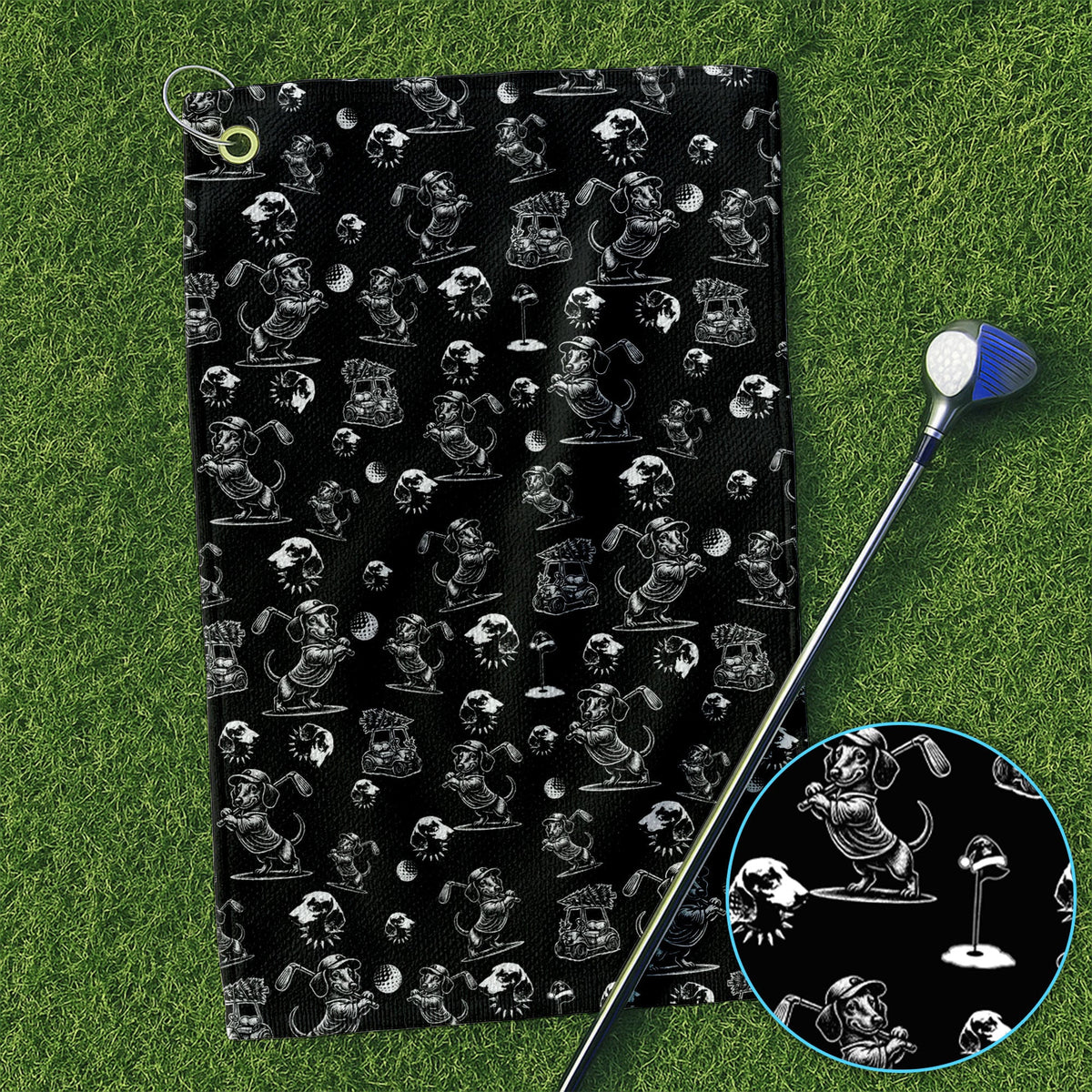 Dachshund Pattern Golf Towel For Men, Funny Golf Towels, Golf Gift For Golfer