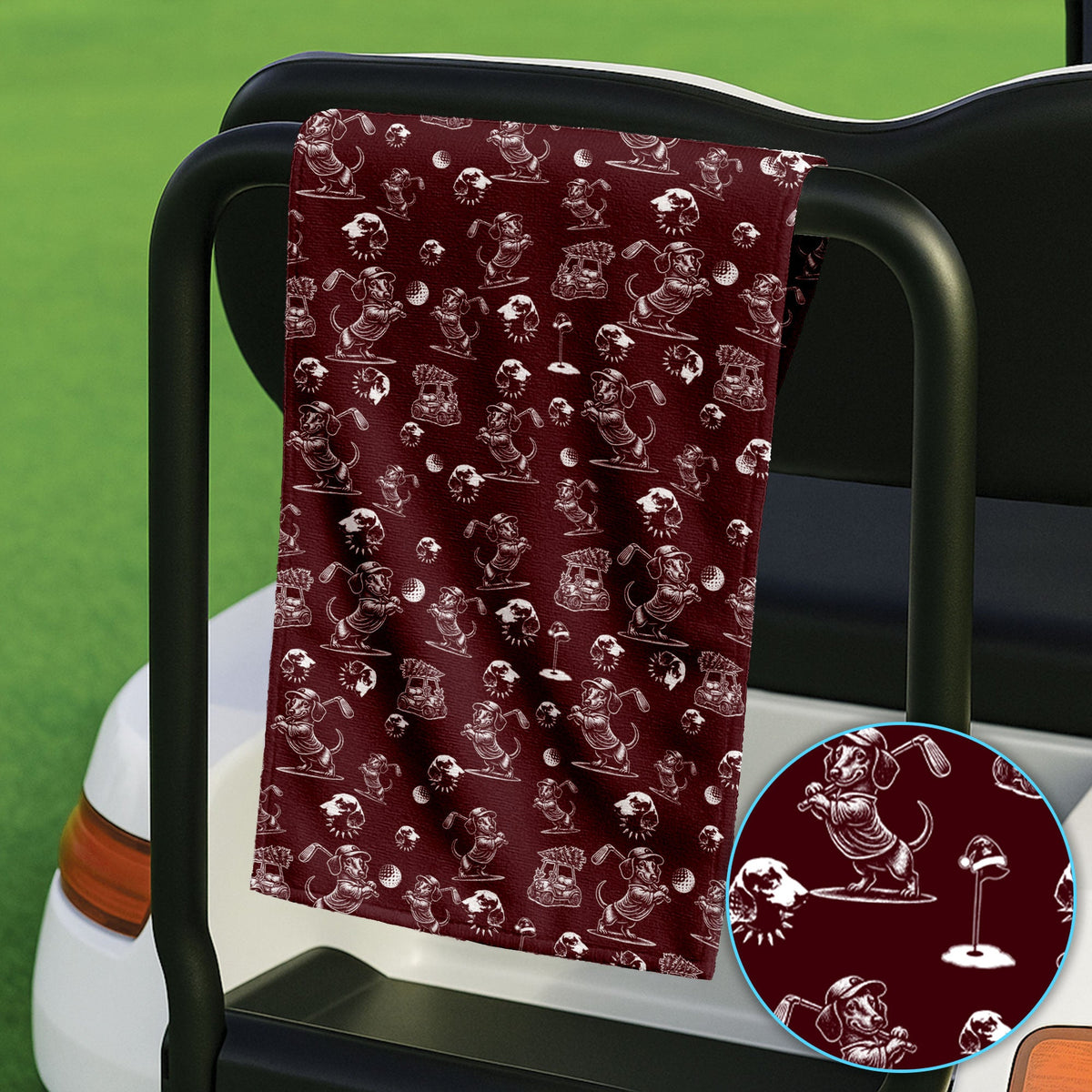 Dachshund Pattern Golf Towel For Men, Funny Golf Towels, Golf Gift For Golfer
