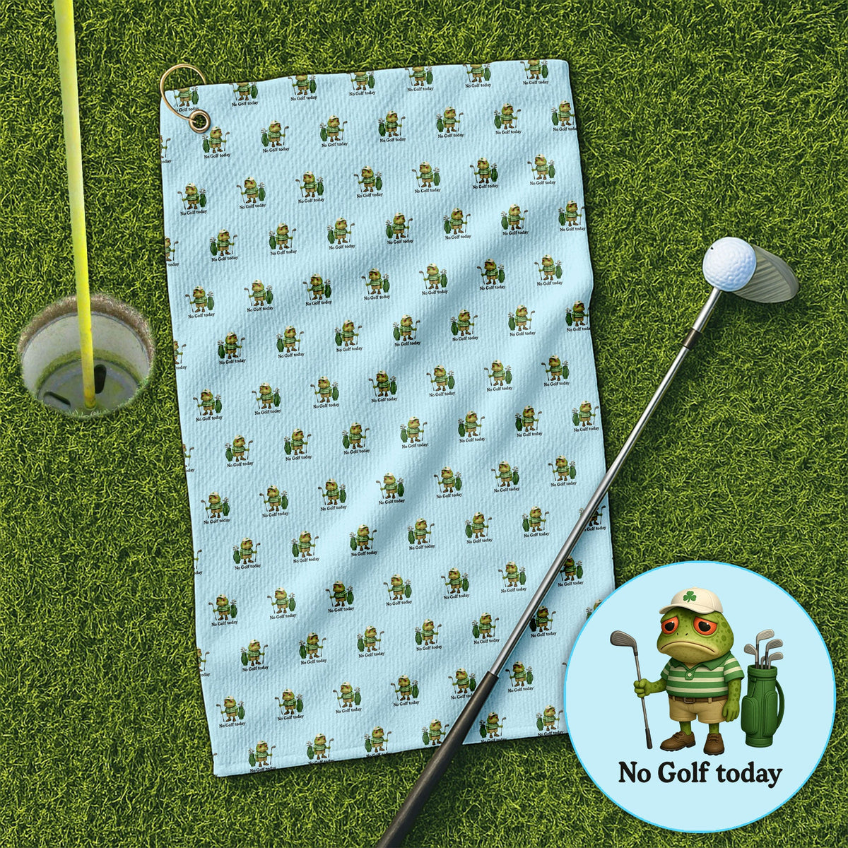No Golf Today Pattern Golf Towel, Funny Frog Golf Towels For Men, Golf Gift For Golfer