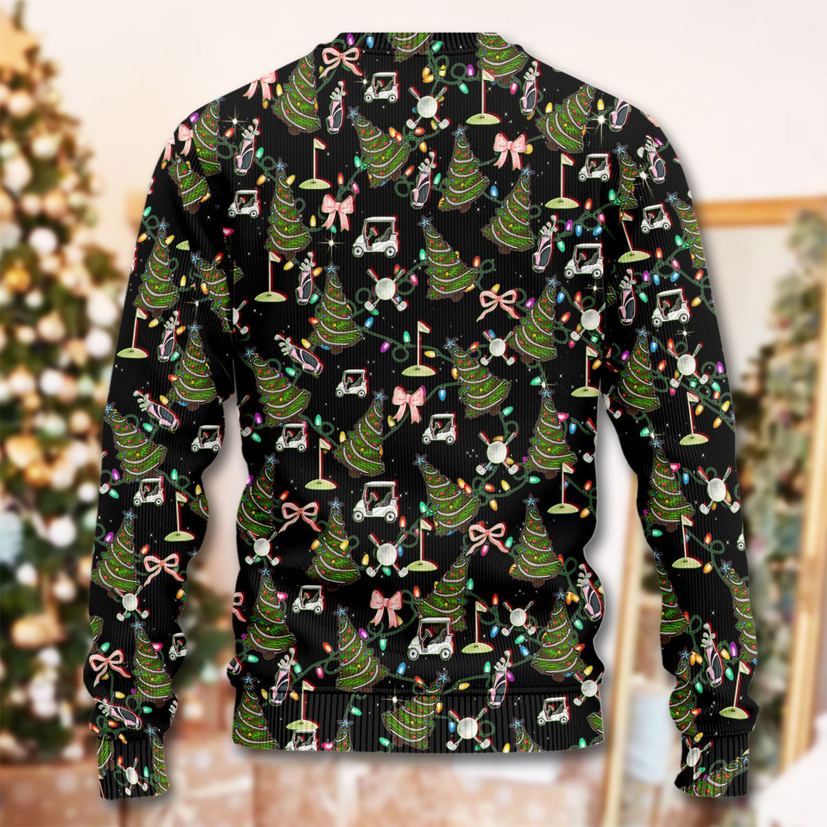 Christmas Pattern Ugly Sweater, Funny Xmas Golf Sweater, Festive Golf Gift For Men